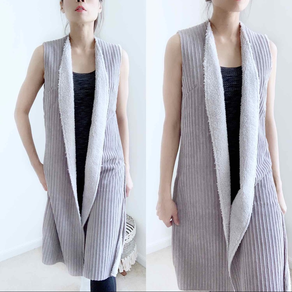 CORDUROY LONG VEST WITH SHEARLING SHERPA LINED- CORDUROY - Picture 11 of 14